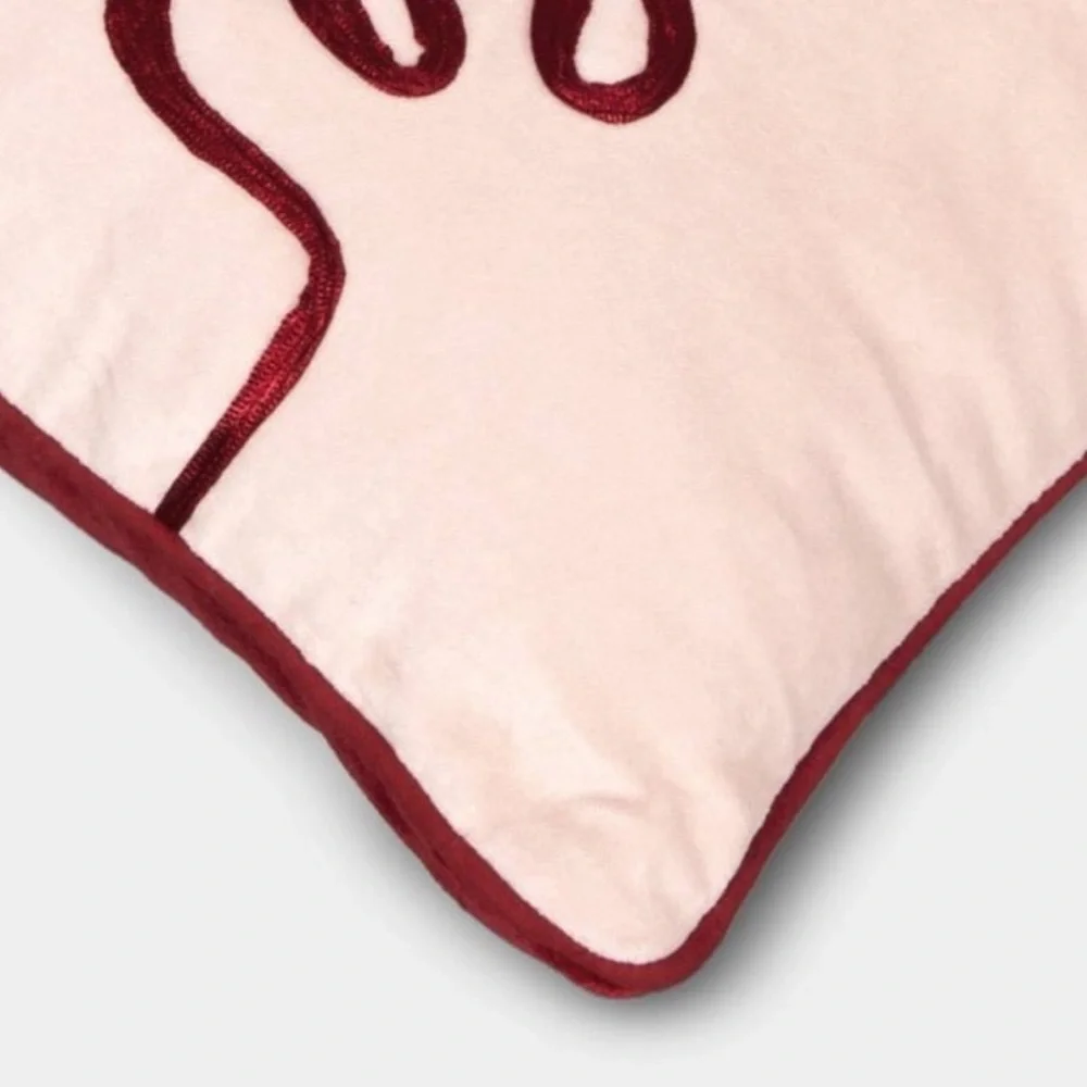 Threshold Pink Pillow with Red 'love' Script
